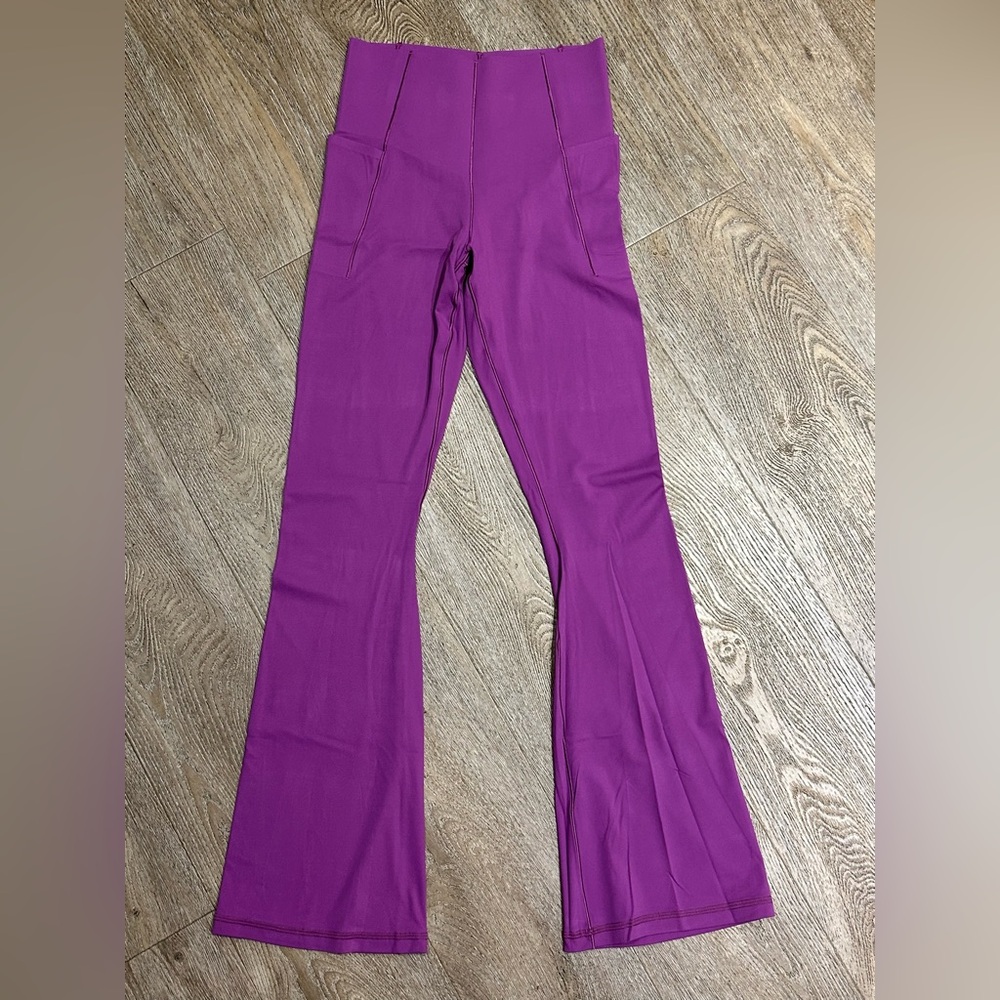 Aerie Real Me Extra Hold Purple Bootcut Active Leggings Size Medium Flair